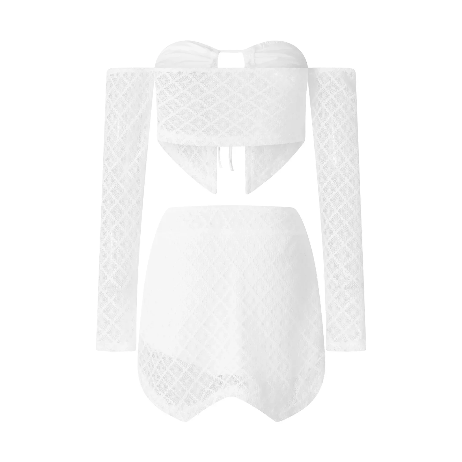 New hirigin Women Sexy Crochet Knit Skirt 2PCS Set Hollow Out Knitted Cami High Waist Bodycon Mini Skirt Outfits Night Partywear