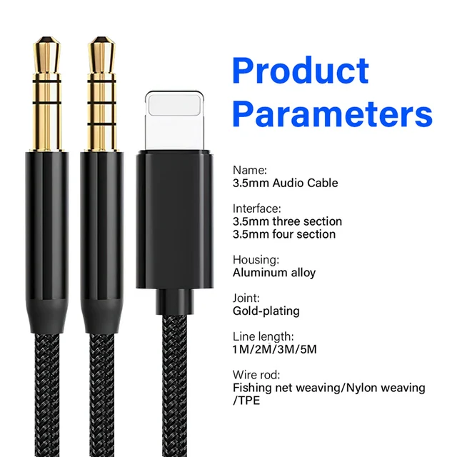 Cavo Aux Da 3.5mm Per IPhone E Auto | Lunghezza 1m | Compatibile Con IPhone 14/13/12/11 E IPad - Foto 3