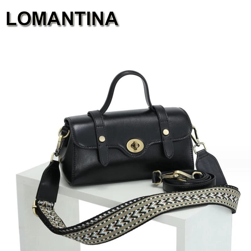 

LOMANTINA Vegetal Kneading Cow Leather New Vintage Lock Classical Satchel Tote Women Messenger Luxury Female Handbags Purses