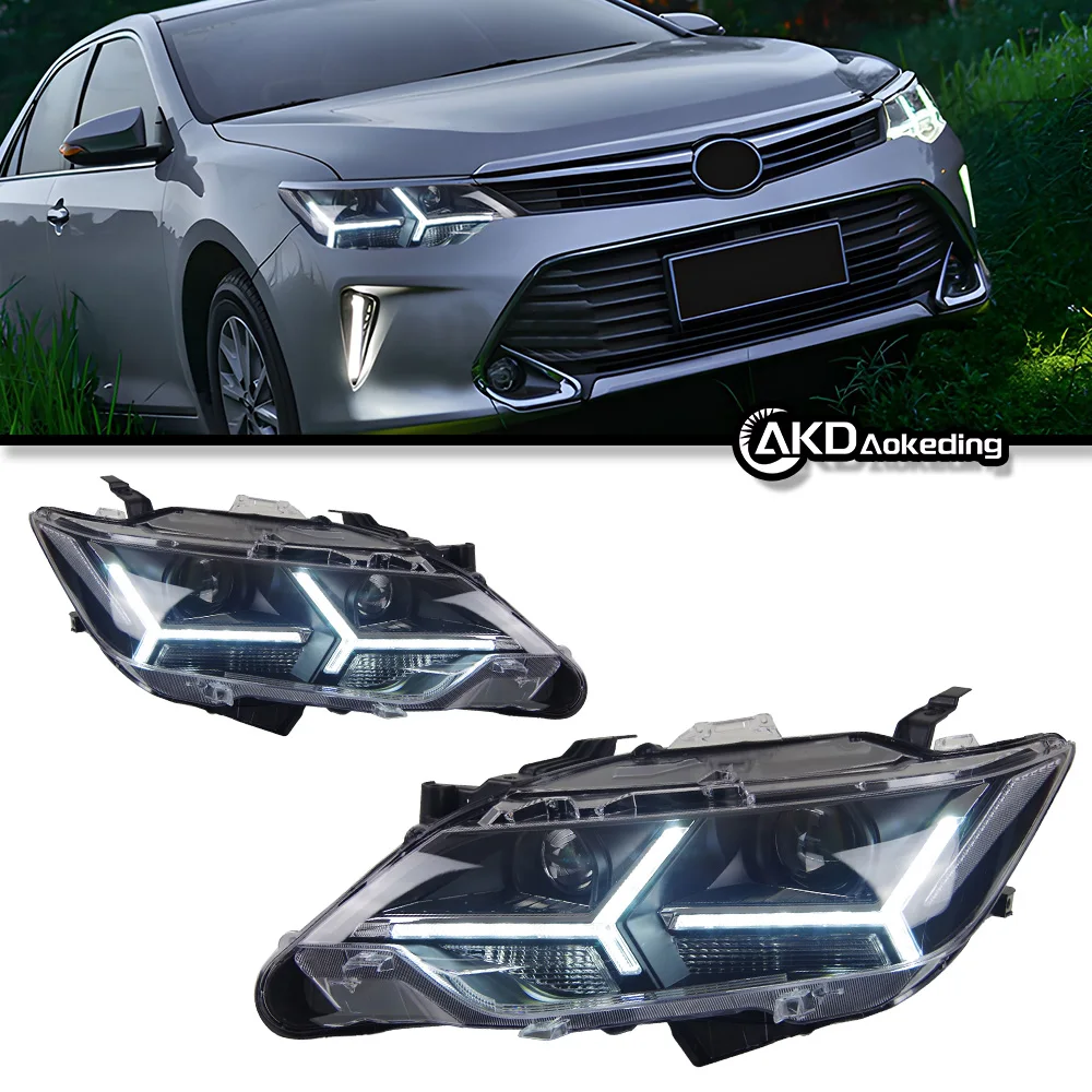 

AKD tuning cars Headlight For Toyota Camry 2015-2017 Headlights LED DRL Running lights Bi-Xenon Beam Fog lights angel eyes Auto