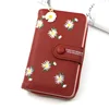 Women Long Wallets 2021 Fashion Design Embroidery Daisy Card Holder Large-Capacity PU Coin Purse Simple Zipper Money Bag Wallets 5