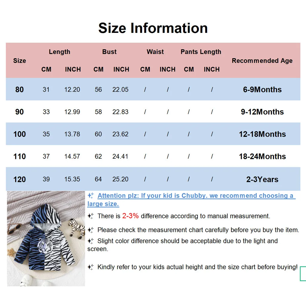 0-3 Years Toddler Boy Sweatshirt Jacket Tiger Pattern Long Sleeved Hoodie Top Fashion Style Infant Boy Daily Wear Spring Clothes