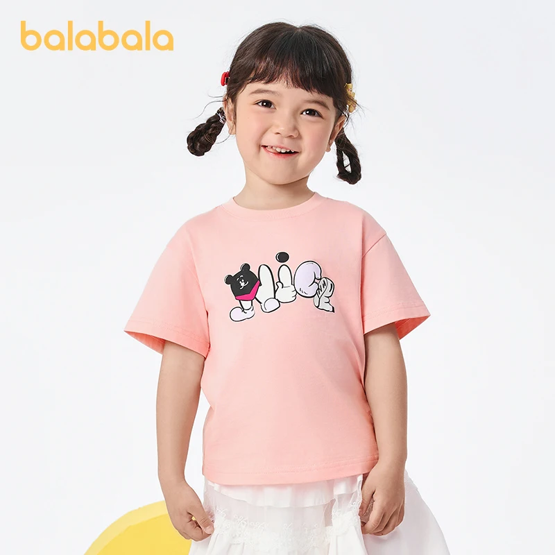 

Balabala Children T-shirt Boys Girls Short-Sleeve Top 2024 Summer New Children Clothing Pure Cotton Lovely Cartoon Design