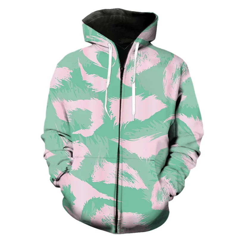 thumbnail image 1 of Sudadera con capucha y cremallera con estampado 3D de leopardo para hombre, estilo Harajuku, con textura de piel de animal, de manga larga, estilo hip hop, 1 of 5