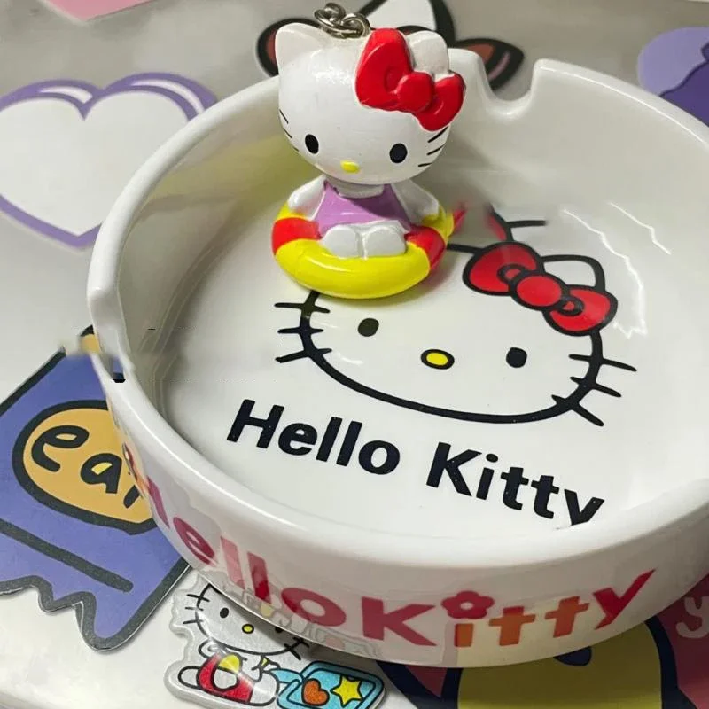 

Sanrio Hello Kitty Creative Ceramic Ashtray Living Room Desktop Simple Ashtrays Home Desk Accessories Home Desk Accessories