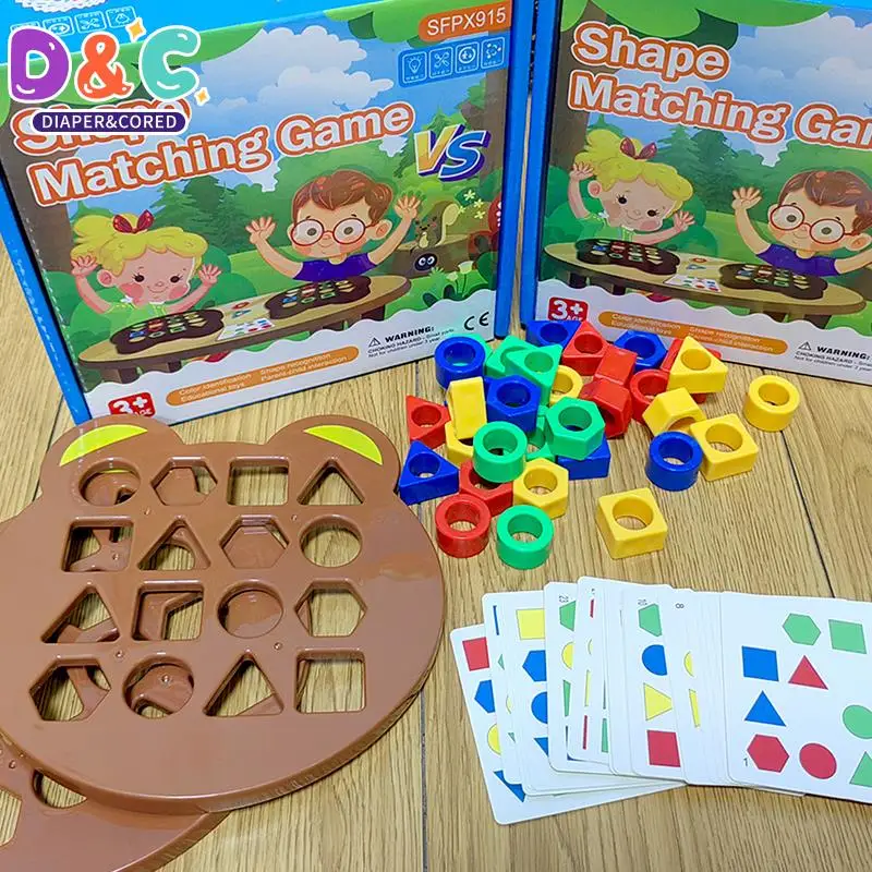 

DIY Children Geometric Shape Color Matching 3D Puzzle Baby Montessori Learning Educational Interactive Battle Game Toys For Kids