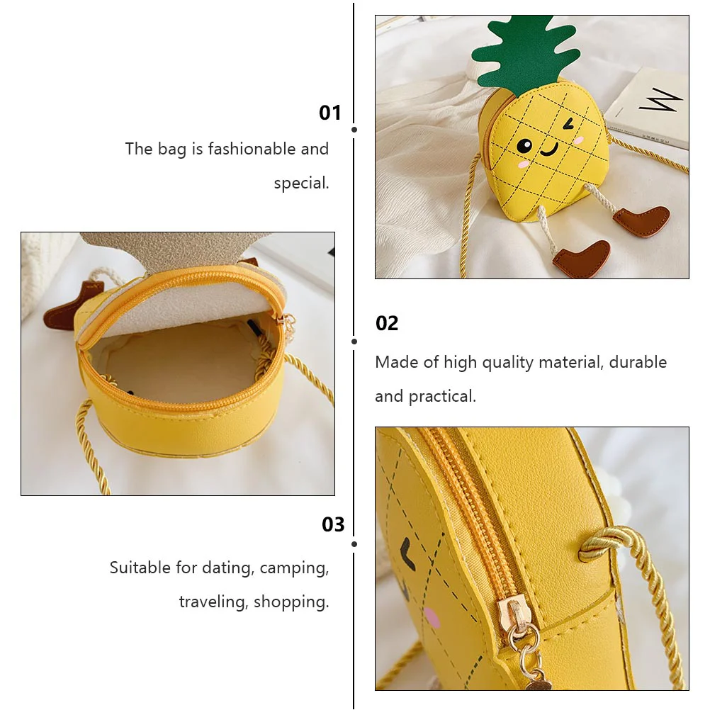Yellow Pineapple Coin Purse Fashionable Crossbody Bag Lightweight Storage Pouch Travel HOLDERS Mini Fruit Pineapple Bag
