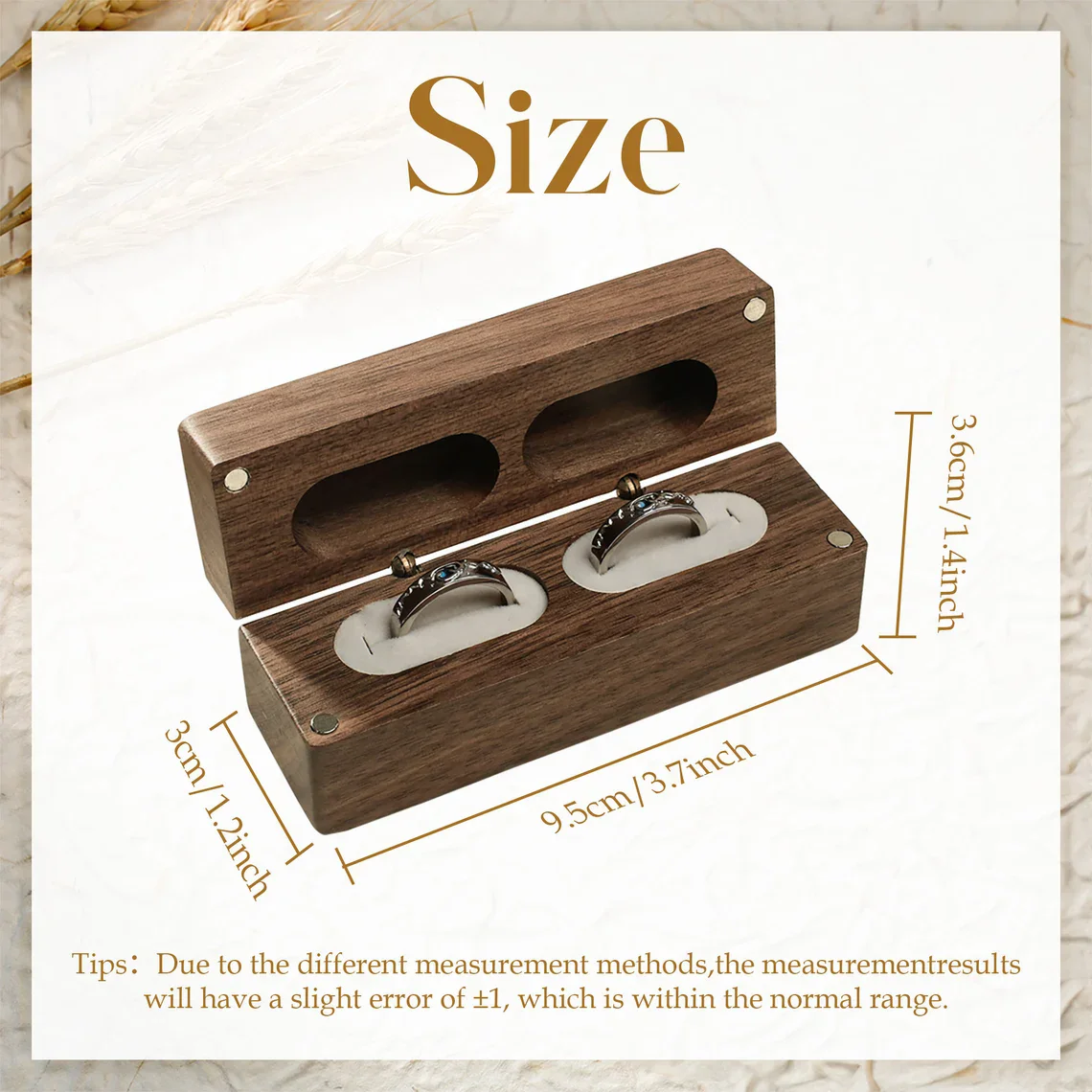 Personalized Rustic Wooden Double Ring Box for Weddings and Engagements