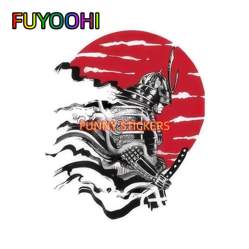 

FUYOOHI Japanese Warrior Red Sun Car Vinyl Decal Scratch-Proof Sunscreen Windshield Helmet Waterproof Car Accessories