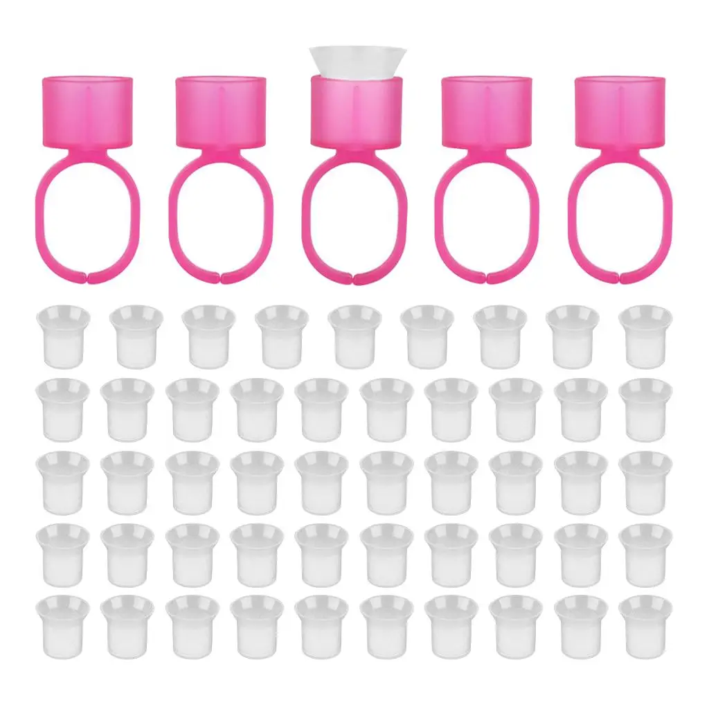 

50pcs Disposable Ink Cups Pigments Holder Rings with Sponge