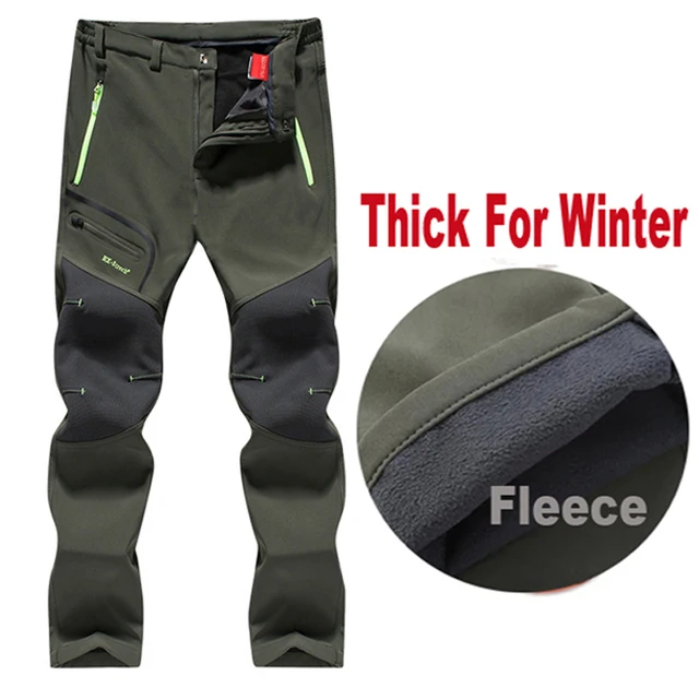 Men Oversized Plus size Winter Softshell Fleece Outdoor Pants Trekking Fish Camp Climb Hiking Ski Warm Travel Trousers Free ship Green Thick Winter