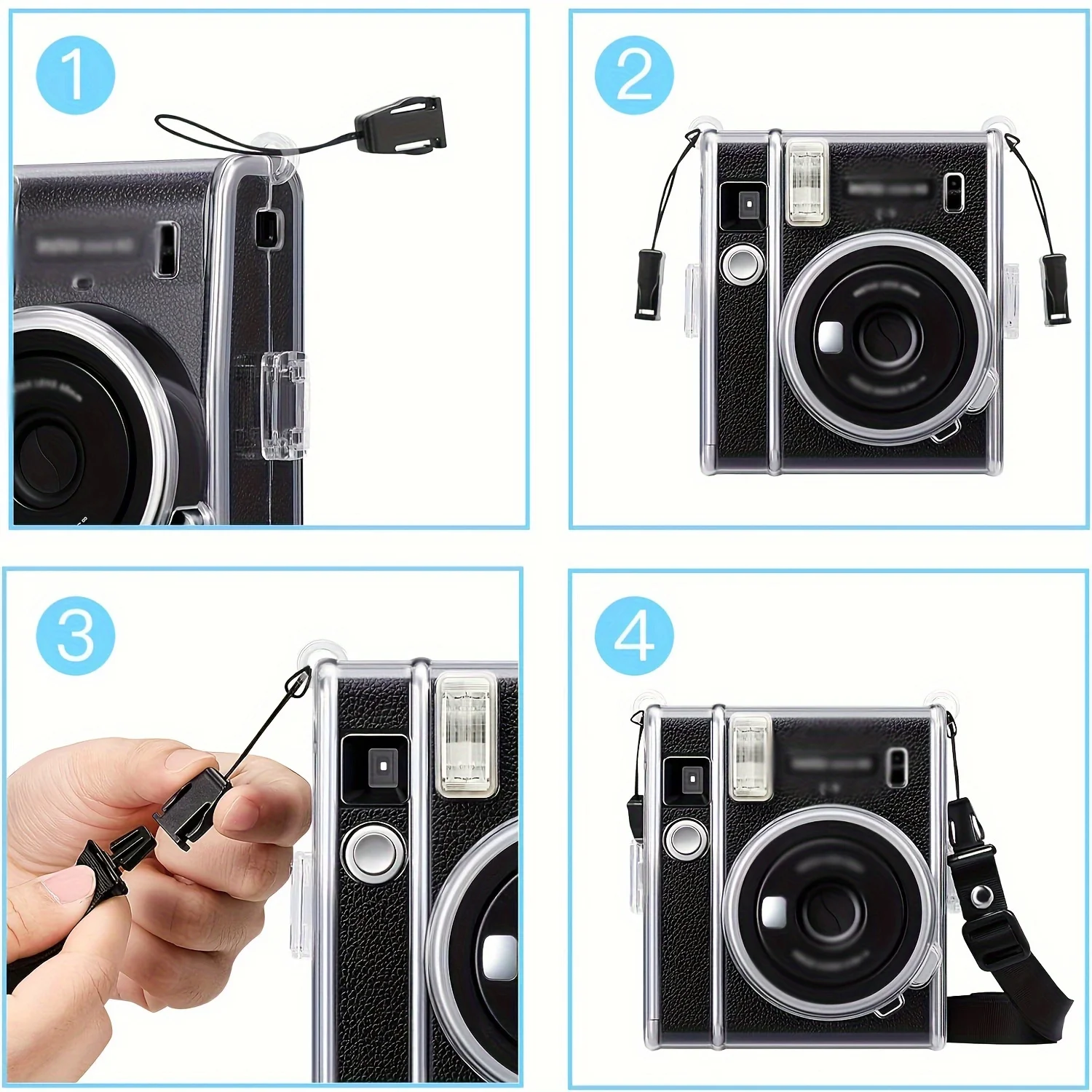 1pc for Fujifilm Instax Mini 40 Instant Film Camera-Crystal Hard PVC Protective Case with Removable Shoulder Strap Clear action camera cover