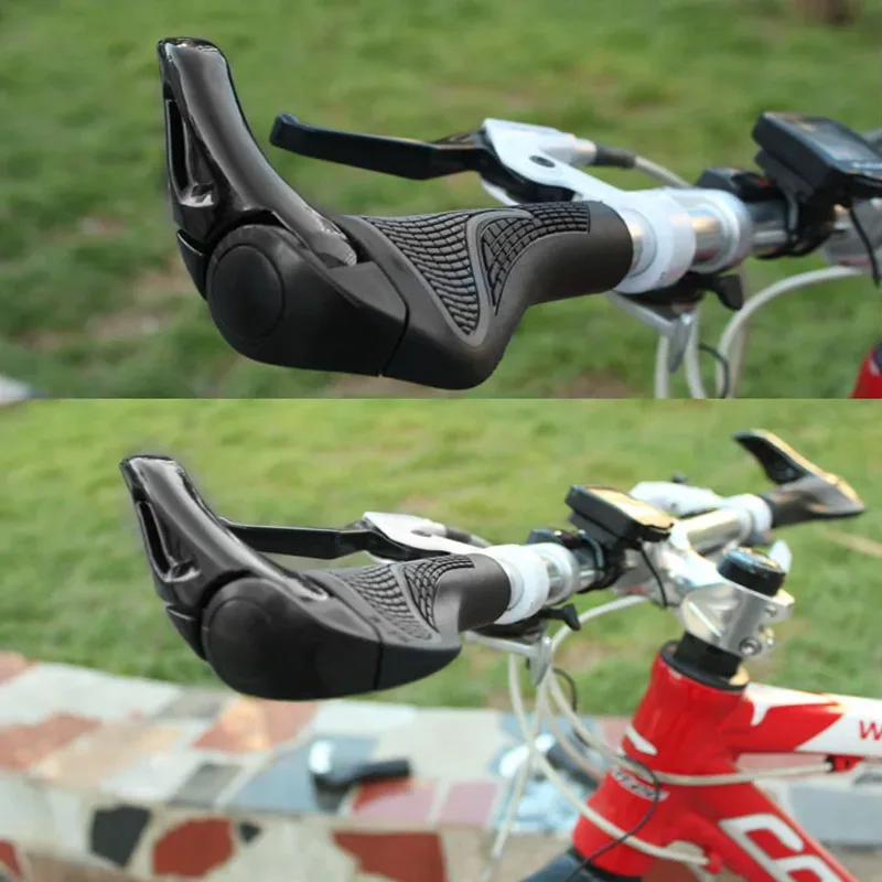 자전거 그립 핸들 바 엔드 캡, 알루미늄 합금 잠금, 산악 핸들 바 그립, 미끄럼 방지 고무, 자전거 미끄럼 방지 그립