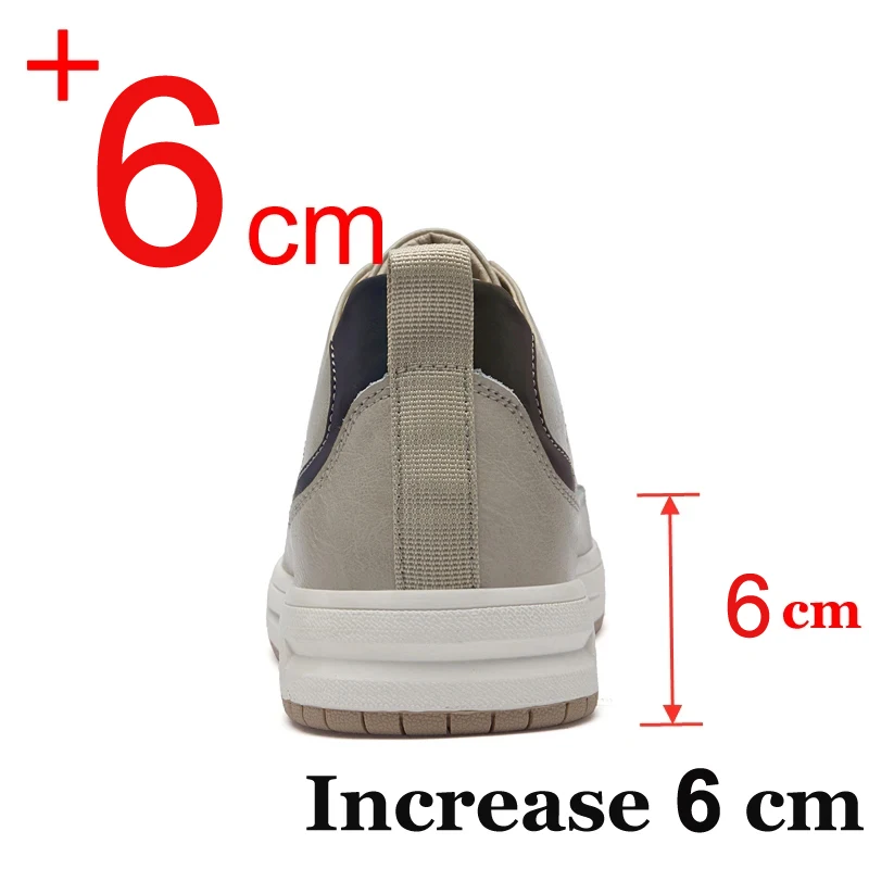 New Men Sneakers Elevator Shoes Comfortable Leather Heightening Shoes For Men Insole 6cm Heels Casual Lift Height Man casual sneakers leather shoes leather sneakers