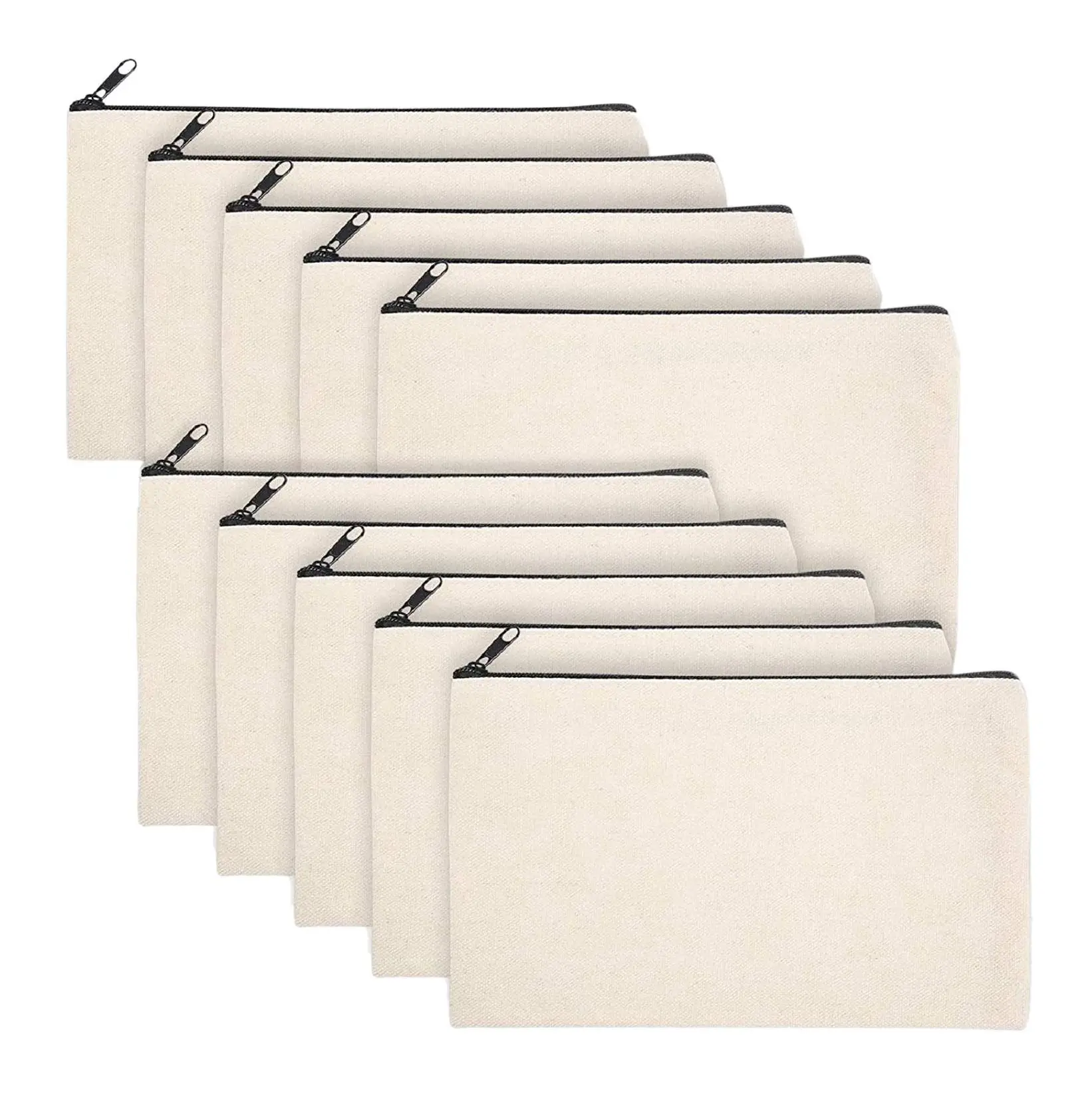 10-Pcs-Blank-DIY-Craft-Bag-Canvas-Pen-Case-Blank-Makeup-Bags-Canvas