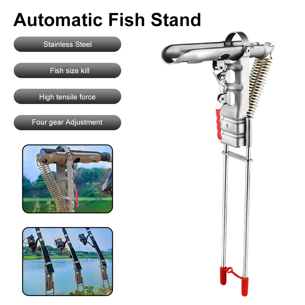 Fishing Rod Ground Holder Base Downhill Automatic Cane Support Stand Fish  Pole Folding Holder Suitable Lakes Pond River Stream