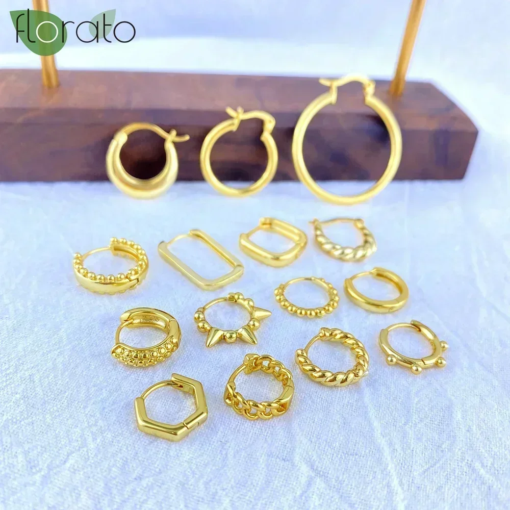 925 Sterling Silver Needle Vintage Luxury Small Earrings Fashion 18K Gold Hoop Earrings for Women Trend Piercing Jewelry Aretes 2