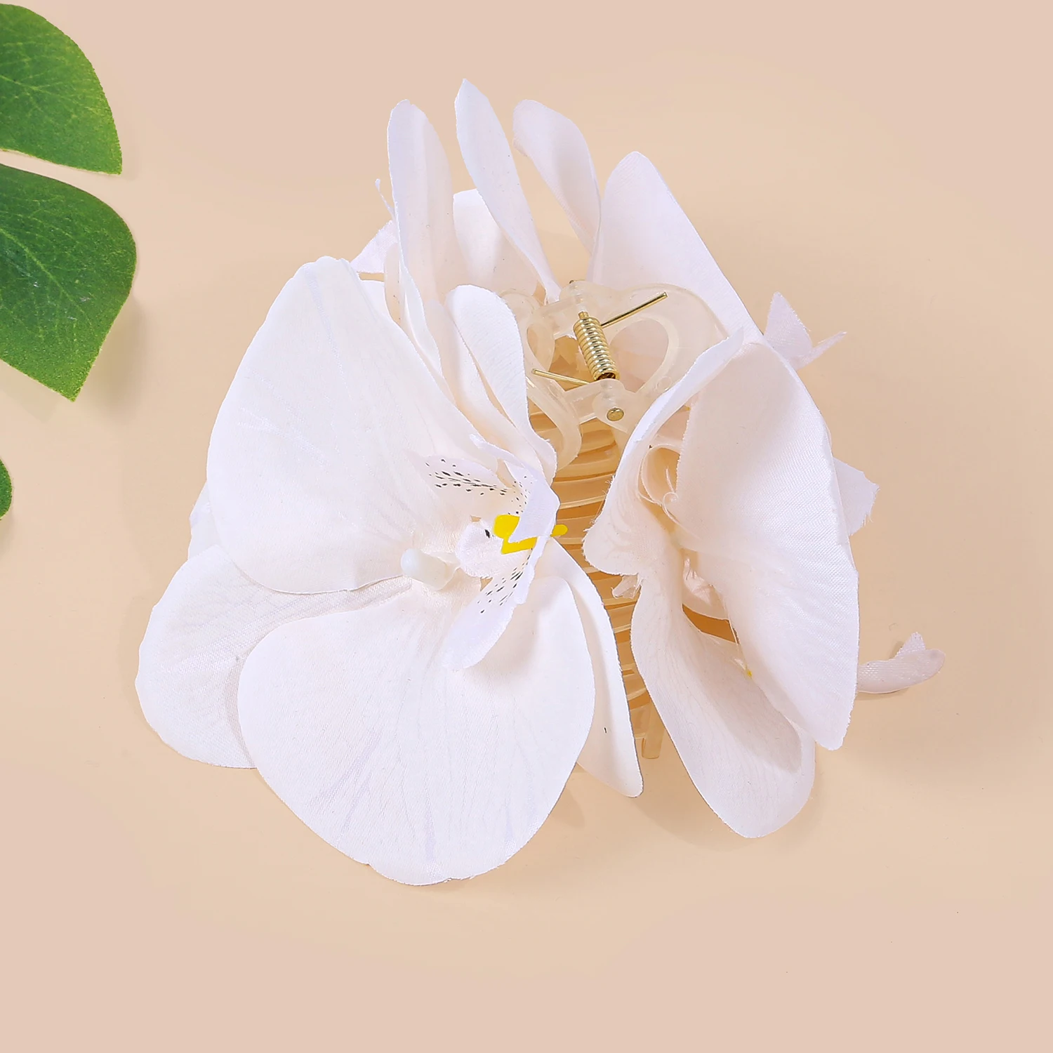 1 יחידה קלאץ' שיער אורכידיה מבד לנשים, קליפס פרחוני לשיער בסגנון אופנתי לחופשה בחוף הים, קליפס פרחים לשיער לנערות, אביזרי שיער