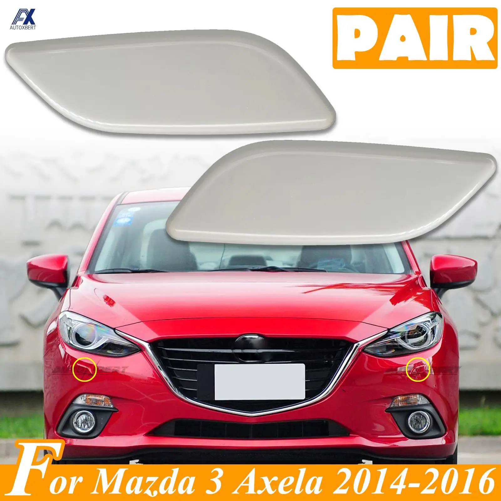 2XFrontBumperHeadlightWasherNozzleCoverForMazda3AxelaBNBM
