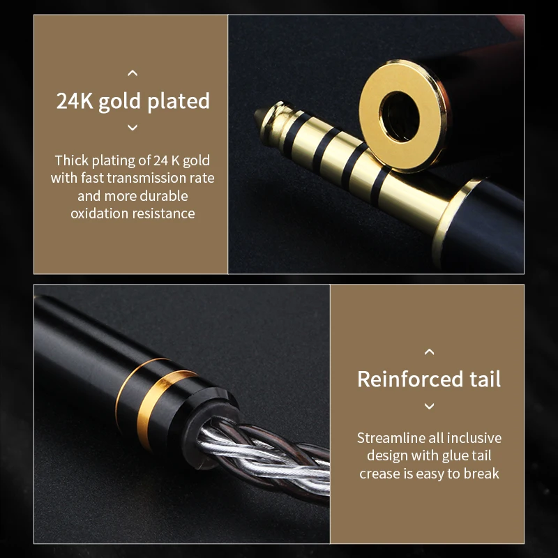 Único Cristal Cobre Prata Pura Conector Adaptador 2.5 3.5 4.4 mm Macho para 2.5 3.5 4.4 mm Fêmea Balanceado Áudio Conversão Cabo - Image 3