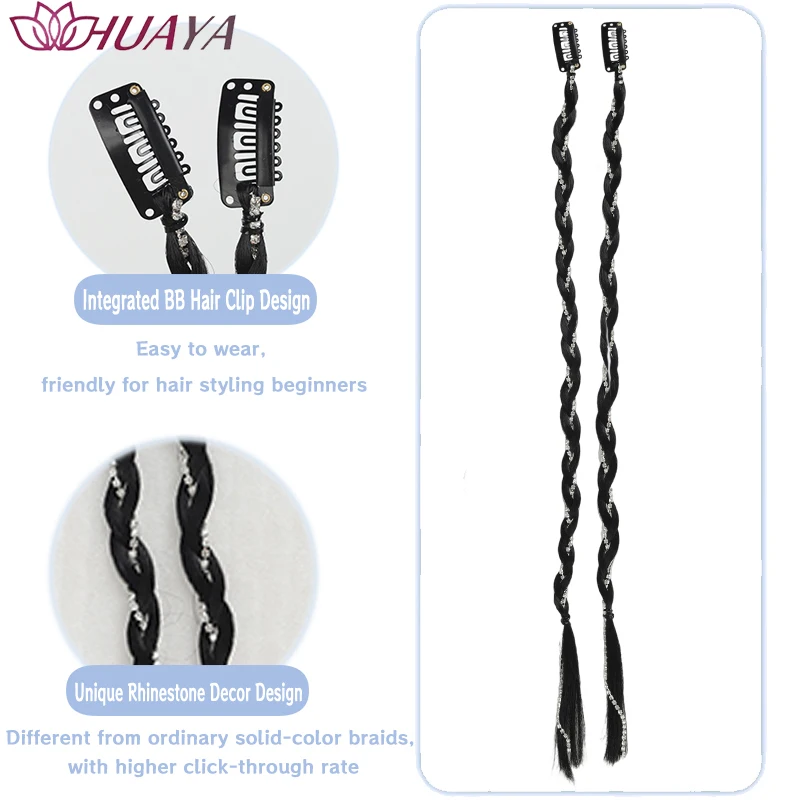 Parrucca intrecciata in fibra sintetica con clip BB, accessori per capelli in stile punk Y2K per ragazze, adatta per l'uso quotidiano, cosplay e acconciature da festa. - immagine 5