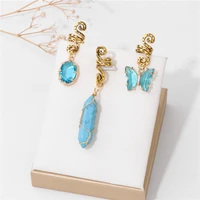 Green Crystal Aventurines Butterfly Hexagonal Prism Round Shape Hair Clip 3pcs/Set Headwear Women Healing Reiki Hair Accessories 5