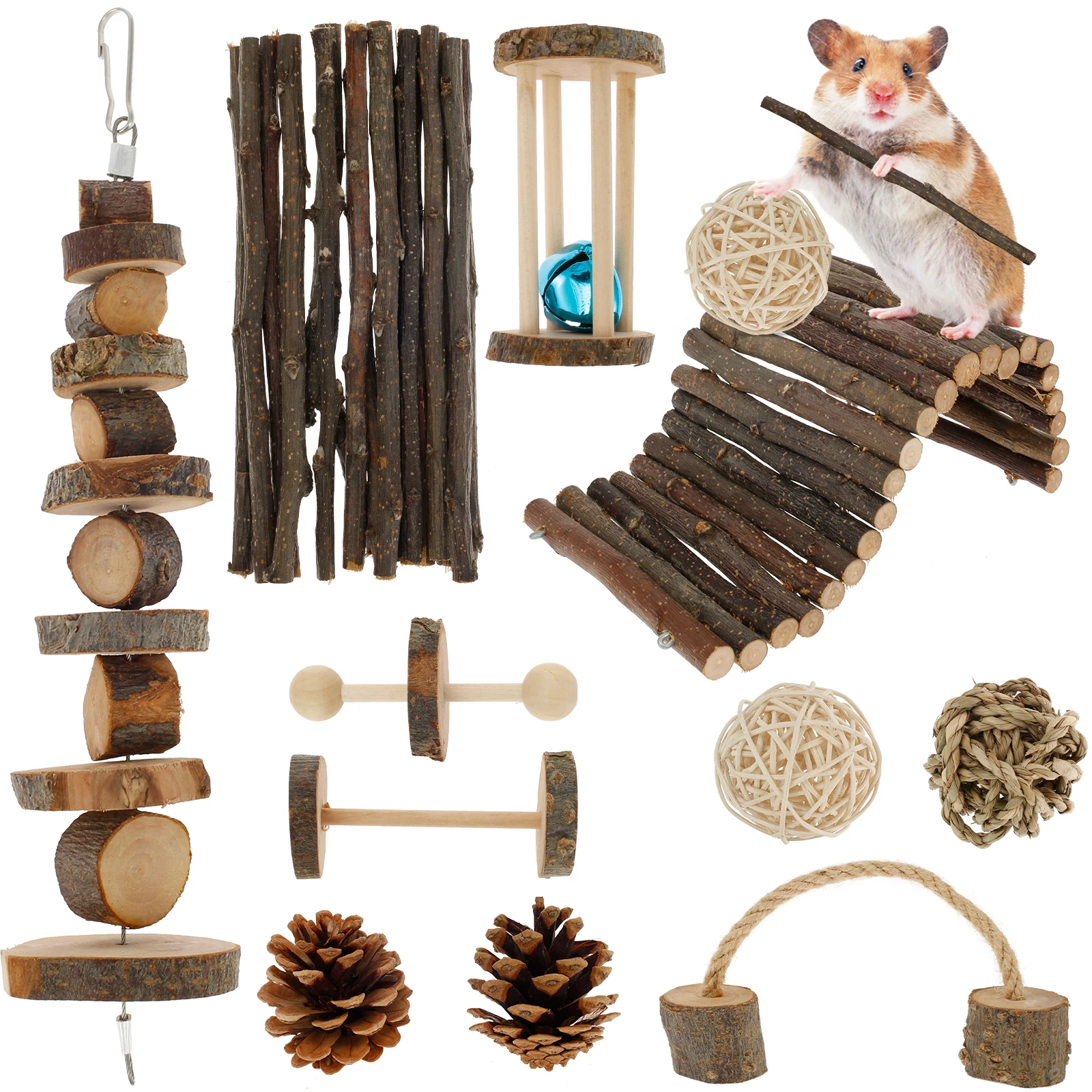 Natural Wood Small Animal Teeth Cleaning Toys