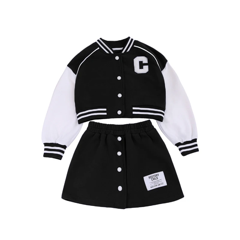 Girl's Fashion Baseball Jacket with Skirt 6
