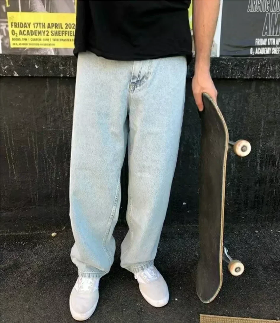 Description Picture 6 of itemBig Boy Jeans Y2K Pants Trendy Hip Hop Cartoon Men Women Skateboard High Waisted Wide Trouser Embroidery Retro Black Baggy Jeans