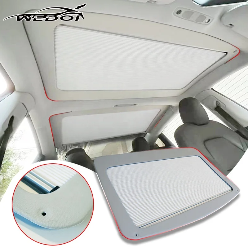 

New Upgraded Retractable Glass Roll Roof Sunshade for Model 3 Roller Sunroof Top Window Sunshade UV Rays Protection