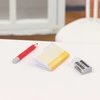 1Set 1:12 Dollhouse Miniature Notebook Pencil Eraser Model For Doll House Decor Accessories Kids Pretend Play Toys 4
