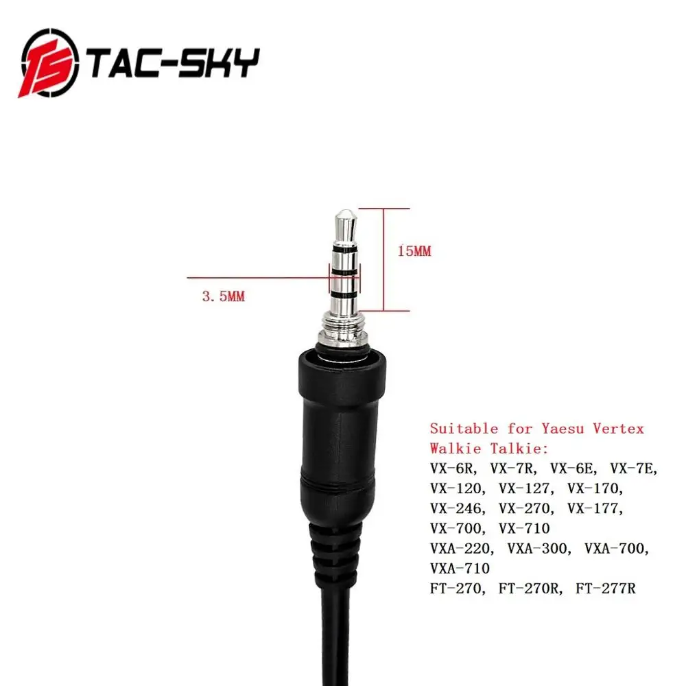 TS TAC-SKY Yaesu Vertex PTT Tactical Headset Military Adapter U94 PTT Yaesu Vertex VX-6R VX-7R VX6R VX7R FT-270 Walkie Talkie