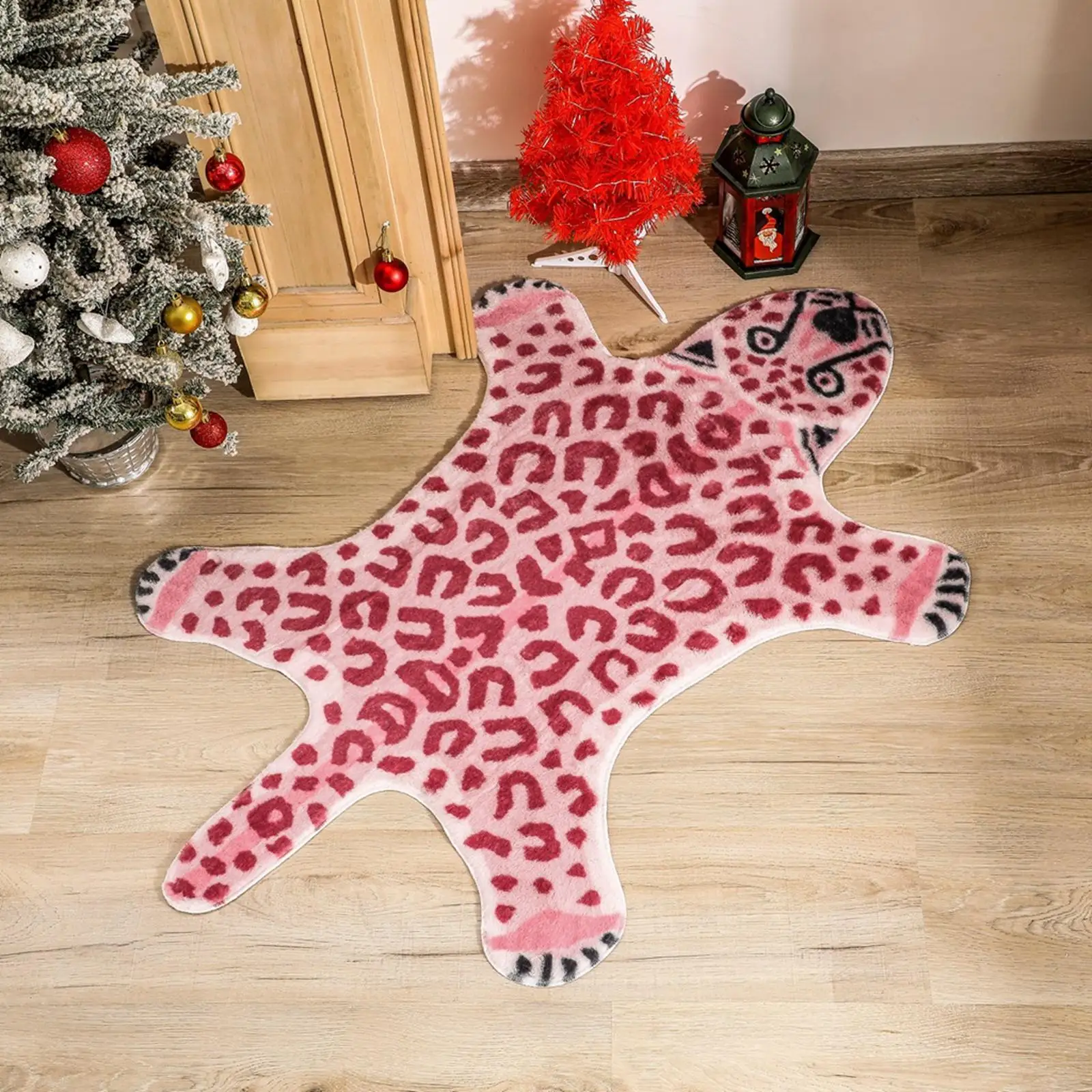 Tiger Shaped Mats Soft Cheetah Print Rugs ,Small Area Carpet Anti Slip Faux for Dorm Playroom Living Room Floor Home