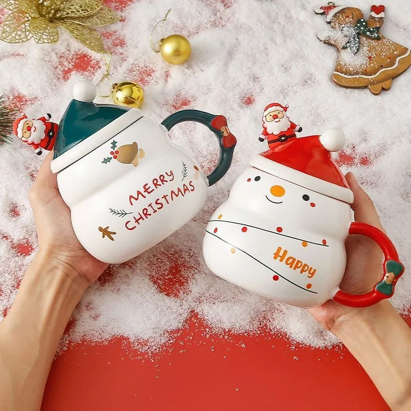 2025 Hot Christmas Ceramic Mug Large Capacity Nordic Style Snowman Santa Tree Creative Gift for Holiday Season Gift Box Set LIJI