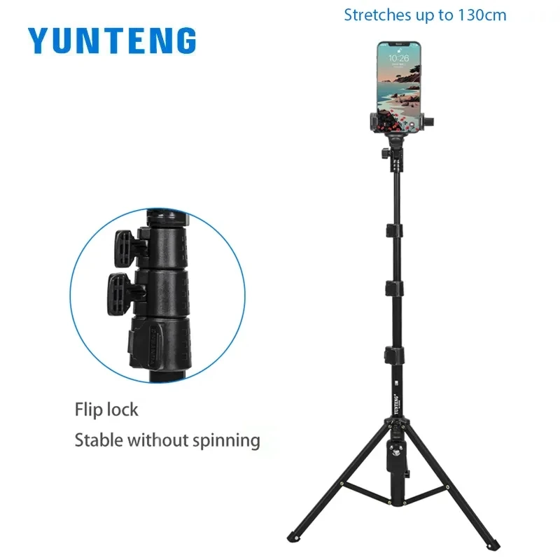 YUNTENG 1388 범용 카메라 삼각대 핸드헬드 스탠드 셀카봉 삼각대 (미러리스 디지털 카메라, 휴대폰, 비디오 촬영용)