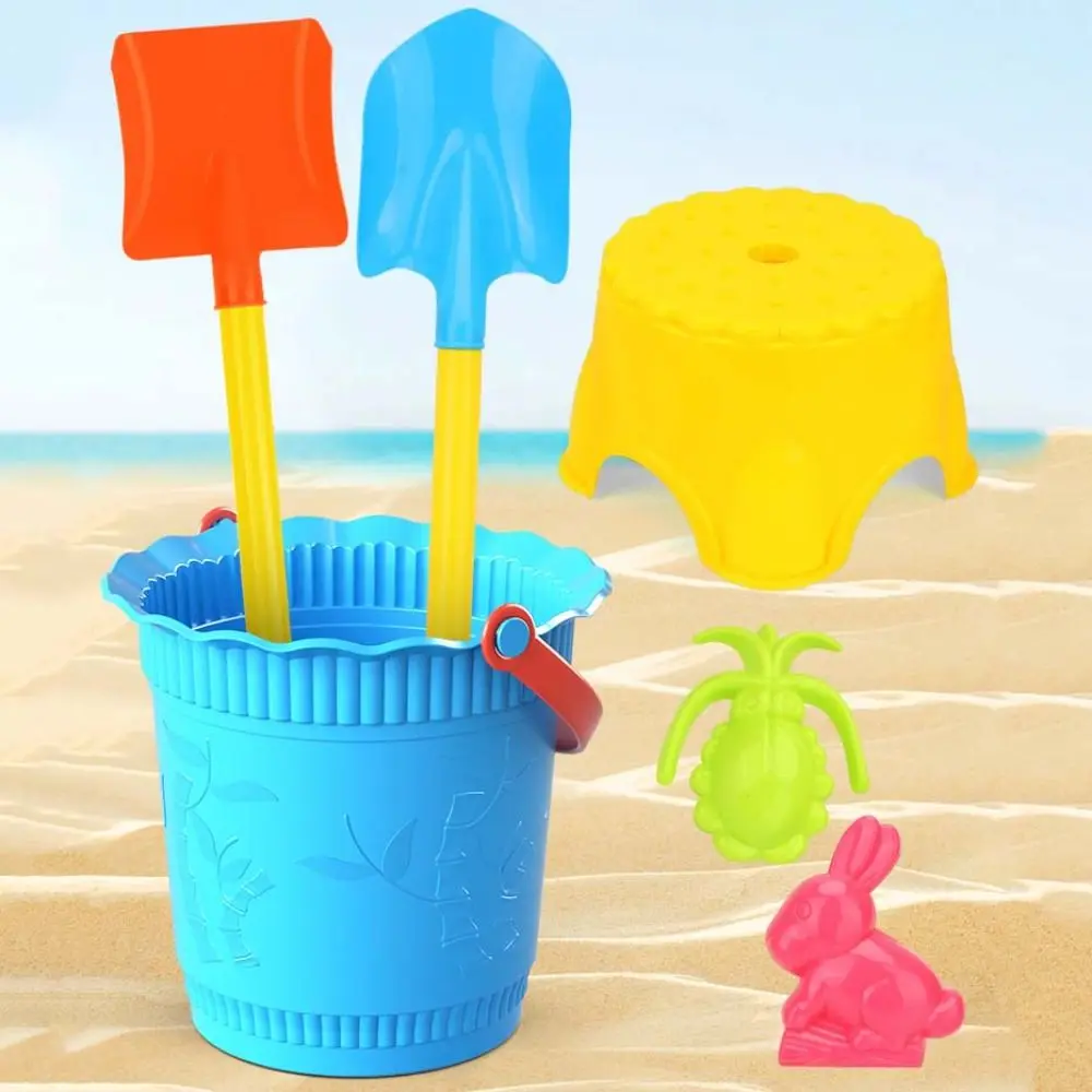 

6pcs/Set With Bucket Beach Sand Play Toys Interactive Parent-Child Beach Play Toys ABS 6pcs/Set Beach Shovel Bucket Set Summer