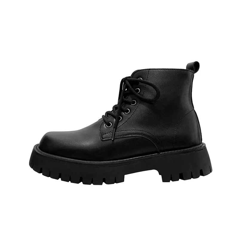 Side Zipper Men Outdoor Boots Black Comfortable Ankle Boots for Men Shoes Wear-resistant Lace-up Short Men's Motorcycle Boots