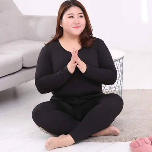 여성용 보온 속옷 수트, 여성용 의류 수트, 긴 존스, 단색, 따뜻한 겨울 속옷, 3XL, 4XL, 5XL 2