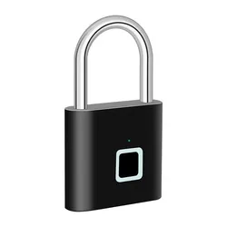 USB Rechargeable Fingerprint Smart Padlock - Waterproof, Anti-theft, Zinc Alloy, Keyless Security Lock (Black)