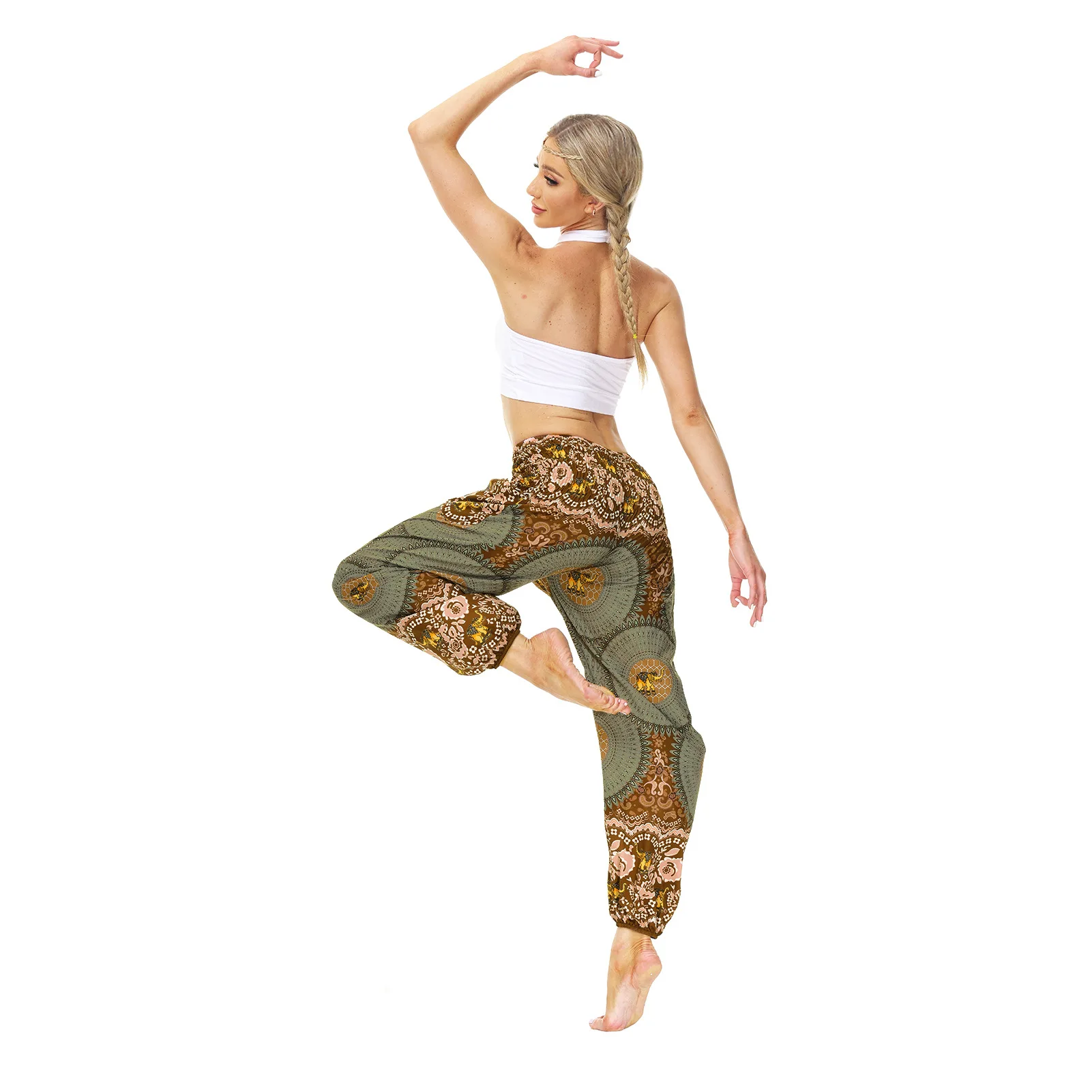 Women's Printed Wear Casual Bloomers Breathable Sports Dance Pants gym accessories women  yoga leggings high waist