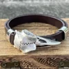 Norse Odin Raven Skull Punk Black Brown Genuine Leather Adjustable Cuff Bracelet Bangles Mens Womens Accessories Dropship 4
