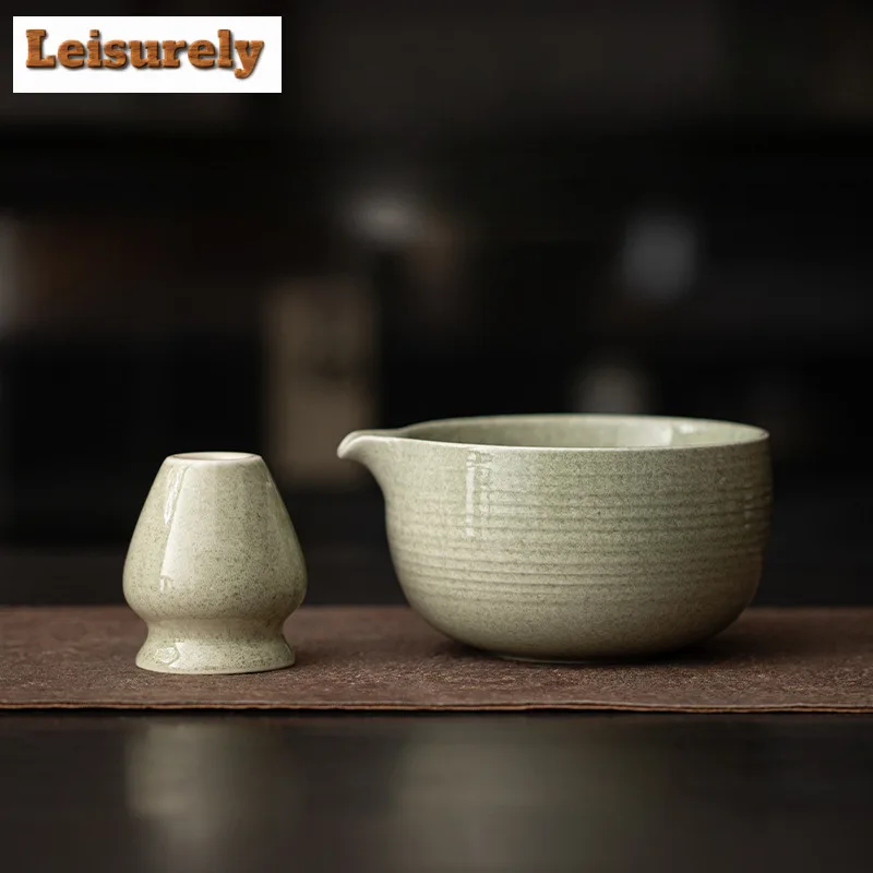 Kiln Fambe Japanese Style Flow Mouth Matcha Bowl Tea Whisk Stand Color Ceramic Set Accessories Imitation Song Dynasty Teaware