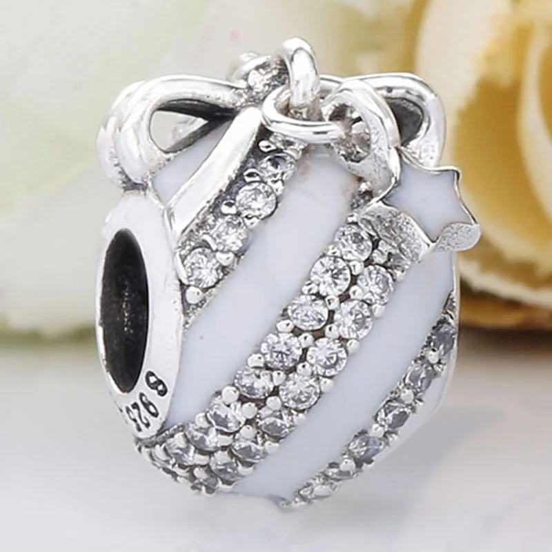 

New 925 Sterling Silver Charm Stripe Christmas Ornament Star & Moon Bead Fit Original Fashion Bracelet Necklace DIY Jewelry