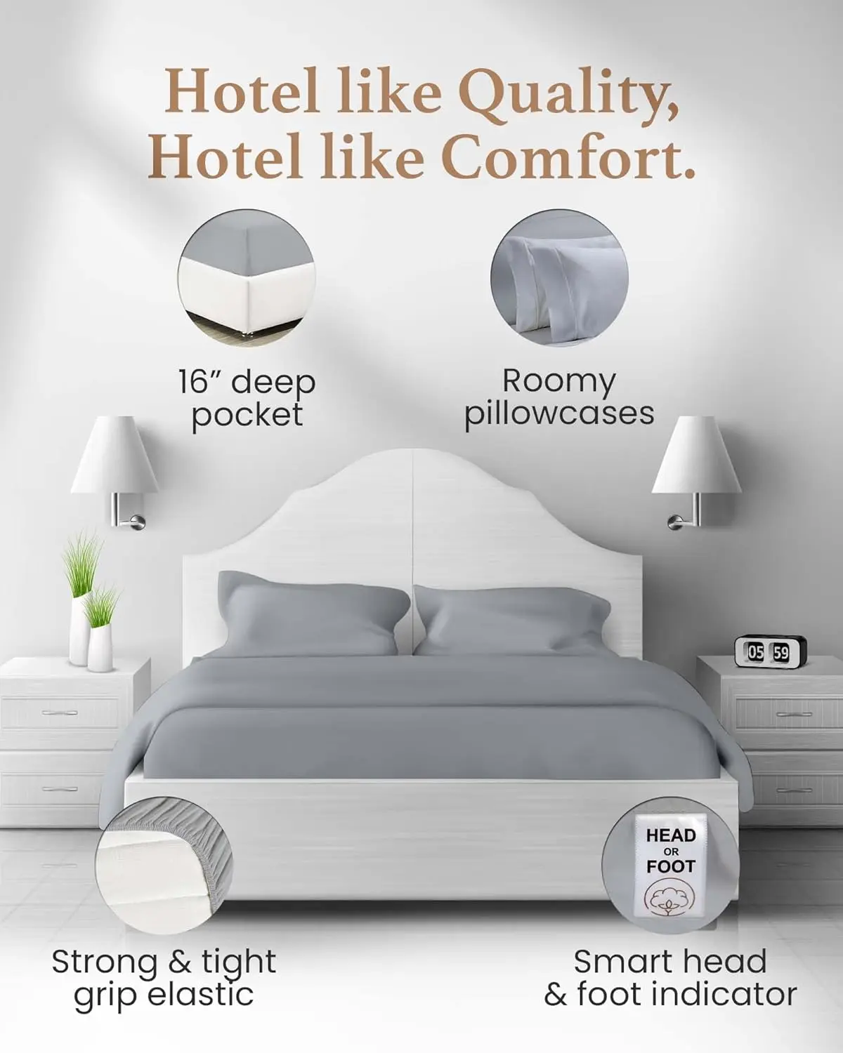 Good Sleep Bedding 1000 Thread Count Egyptian Cotton Sheets Queen Size, 4 Pc Luxury Sheets Set, 16" Deep Pocket Hotel Style 4