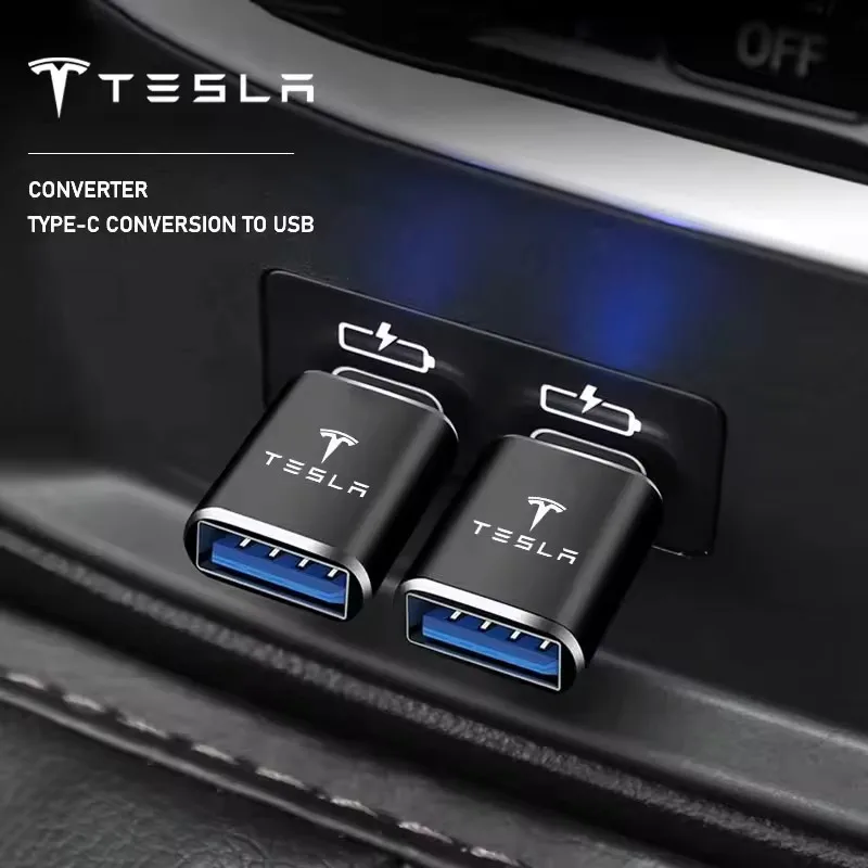 테슬라 모델 3 Y S X 사이버트럭 장난감 스티커 코일 스페이스엑스 차량용 타입-C to USB 3.0 인터페이스 미니 컨버터 충전 어댑터