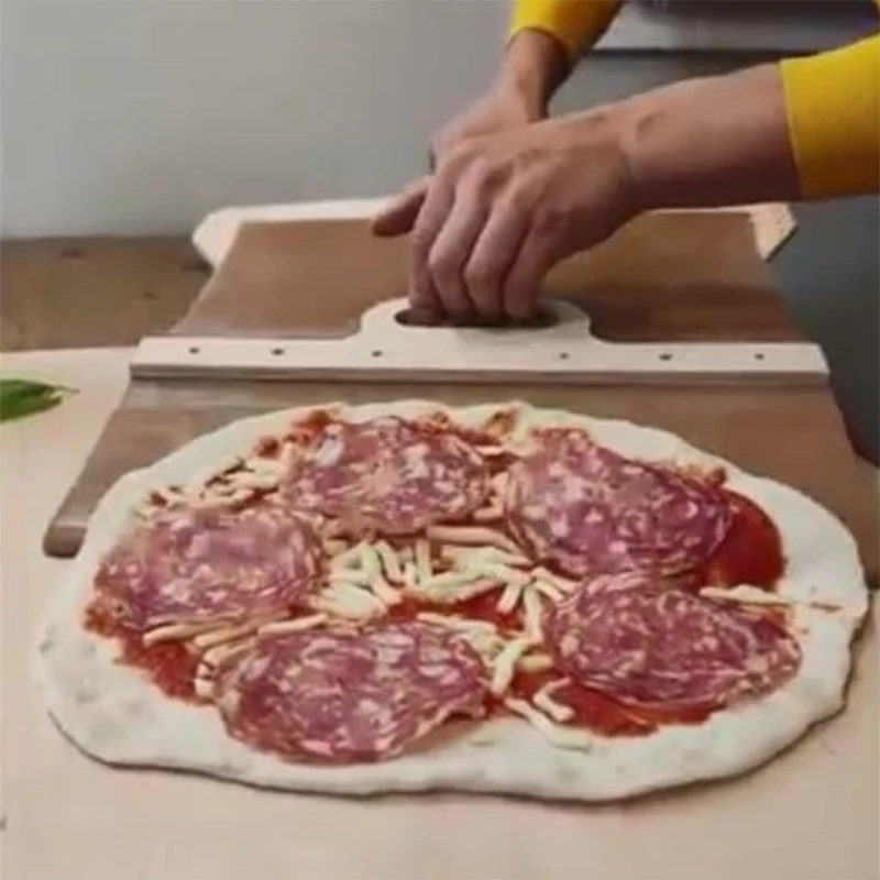 Sliding Pizza Peel Wooden Portable Pizza Peel Spatula Paddle With Handle Baking Supplies Kitchen Tool 1pc 55*40cm