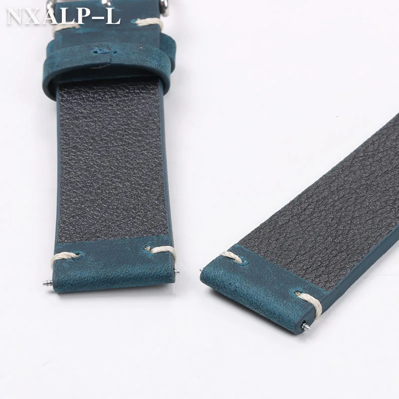 Handcrafted Vintage Leather Watch Band with Handmade Stitching
