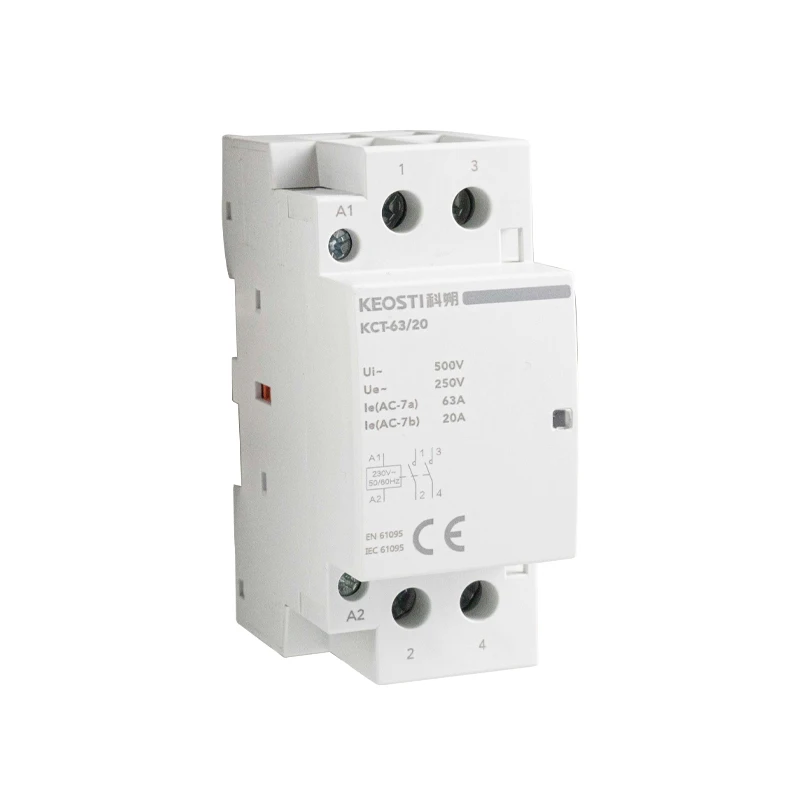 2p 20a Contacteur Ac Domestique Din Rail Mount 1no 1nc (220v/230v)