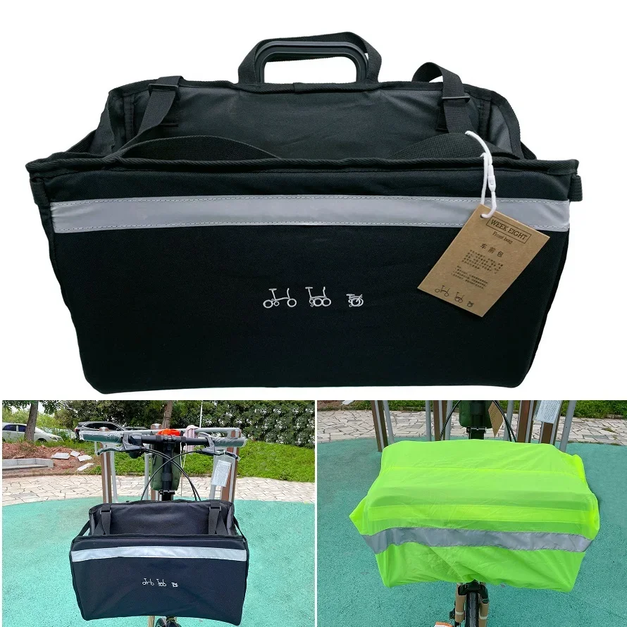 

Use For Brompton Folding Bike Bags & Panniers Picnic Basket Storage Bag With Waterproof Cover Aluminum Mount