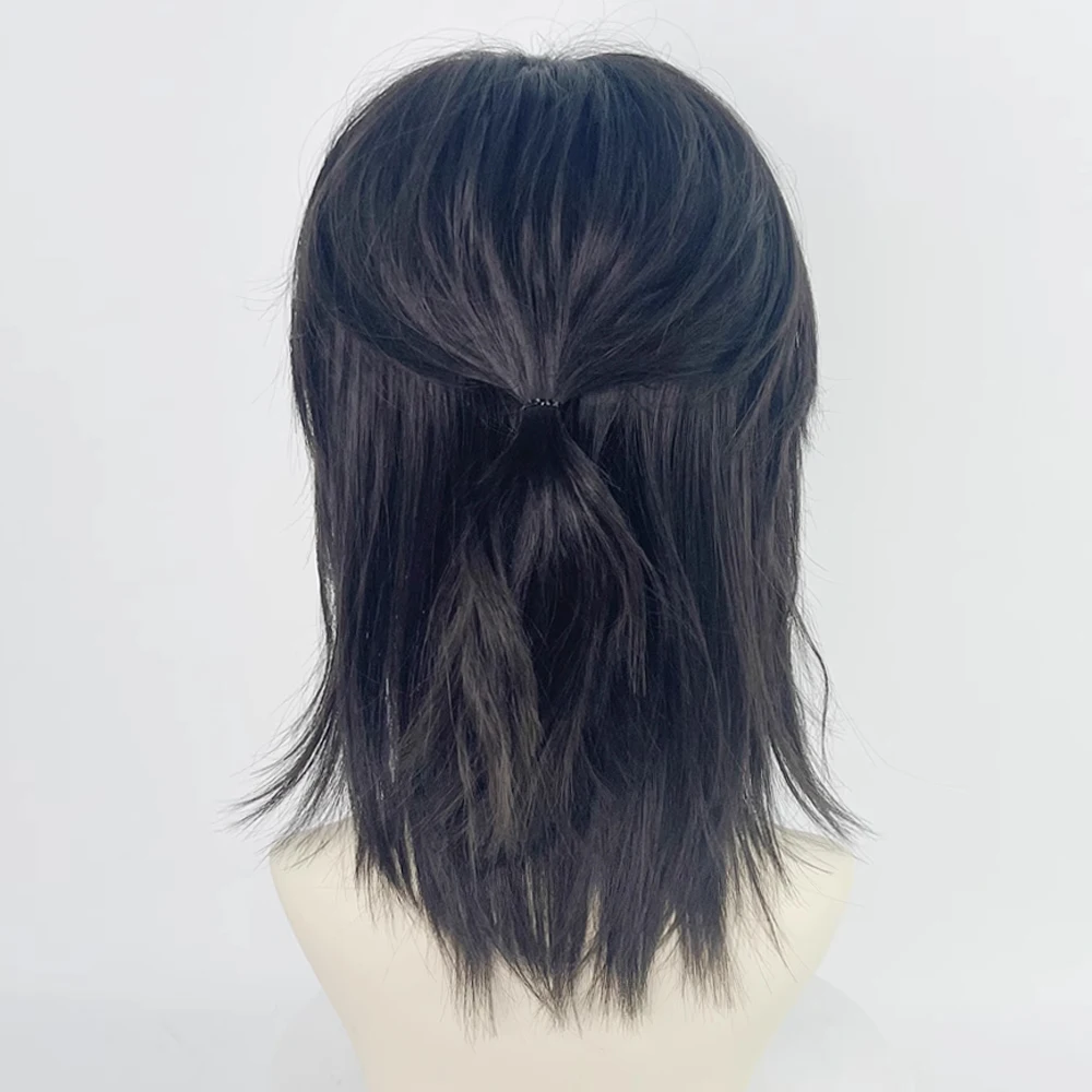 Stylish Short Synthetic Mullet Wig with Bangs for Cosplay and Daily Wear - Black, Gray, Green